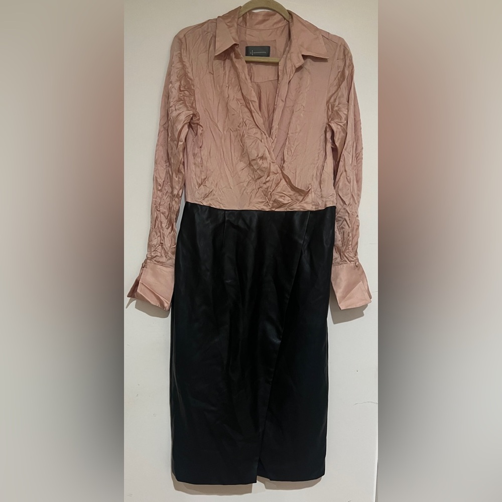 Anthropologie Pink and Black Long Sleeve Dress